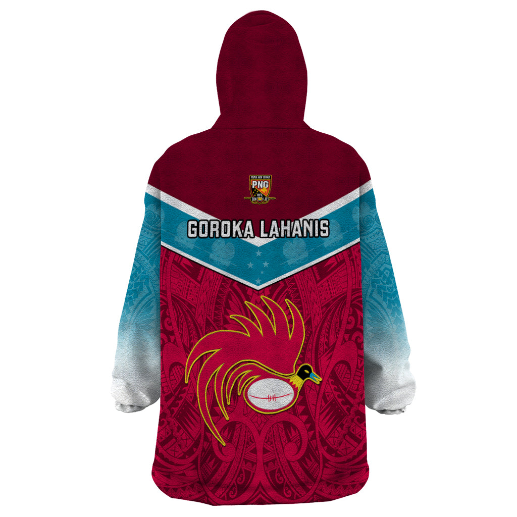Papua New Guinea Rugby Wearable Blanket Hoodie Goroka Lahanis PNG Polynesian Pattern - Wonder Print Shop
