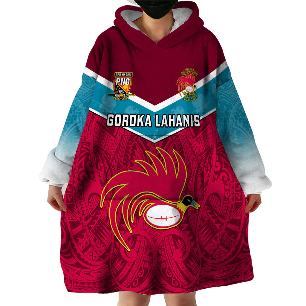 Papua New Guinea Rugby Wearable Blanket Hoodie Goroka Lahanis PNG Polynesian Pattern - Wonder Print Shop