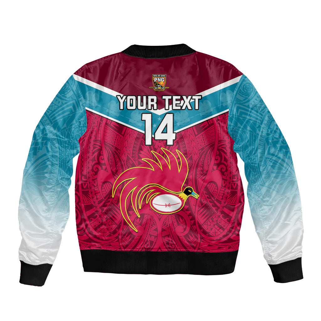 Custom Papua New Guinea Rugby Bomber Jacket Goroka Lahanis PNG Polynesian Pattern - Wonder Print Shop
