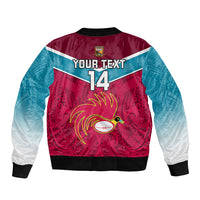 Custom Papua New Guinea Rugby Bomber Jacket Goroka Lahanis PNG Polynesian Pattern - Wonder Print Shop