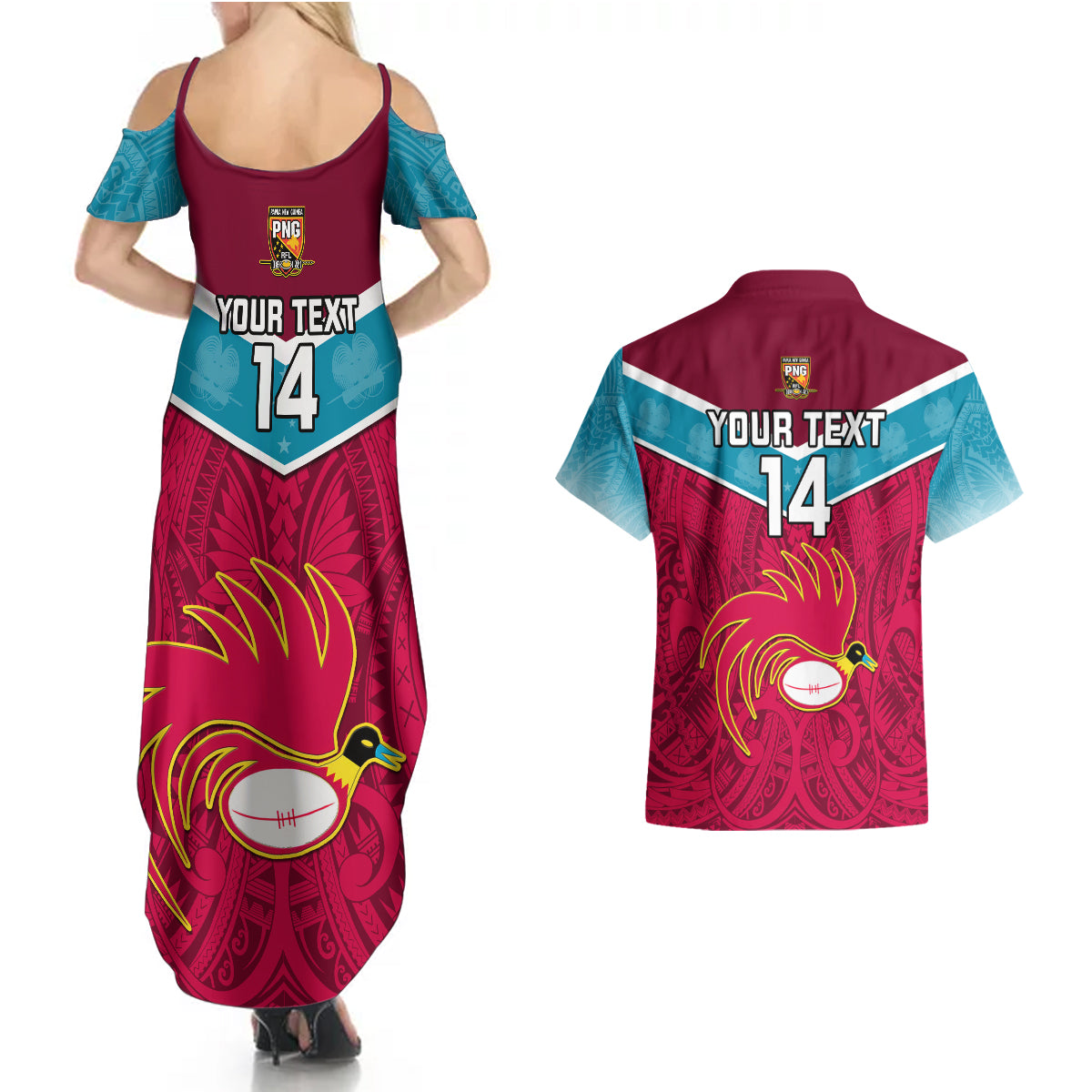 Custom Papua New Guinea Rugby Couples Matching Summer Maxi Dress and Hawaiian Shirt Goroka Lahanis PNG Polynesian Pattern - Wonder Print Shop