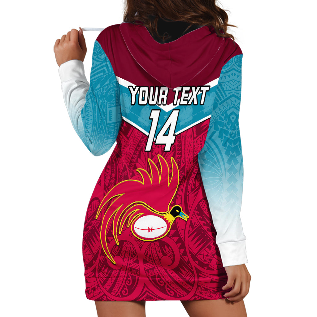 Custom Papua New Guinea Rugby Hoodie Dress Goroka Lahanis PNG Polynesian Pattern - Wonder Print Shop