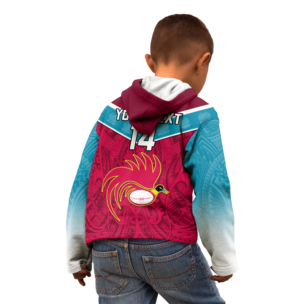 Custom Papua New Guinea Rugby Kid Hoodie Goroka Lahanis PNG Polynesian Pattern - Wonder Print Shop