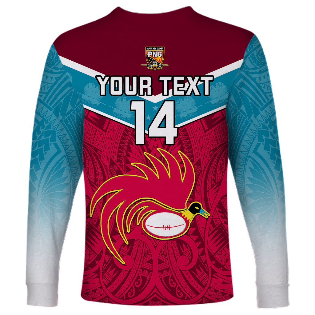 Custom Papua New Guinea Rugby Long Sleeve Shirt Goroka Lahanis PNG Polynesian Pattern - Wonder Print Shop