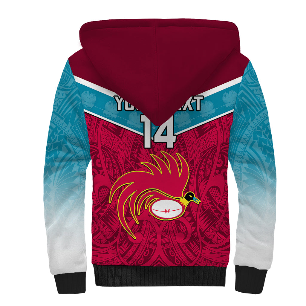 Custom Papua New Guinea Rugby Sherpa Hoodie Goroka Lahanis PNG Polynesian Pattern - Wonder Print Shop
