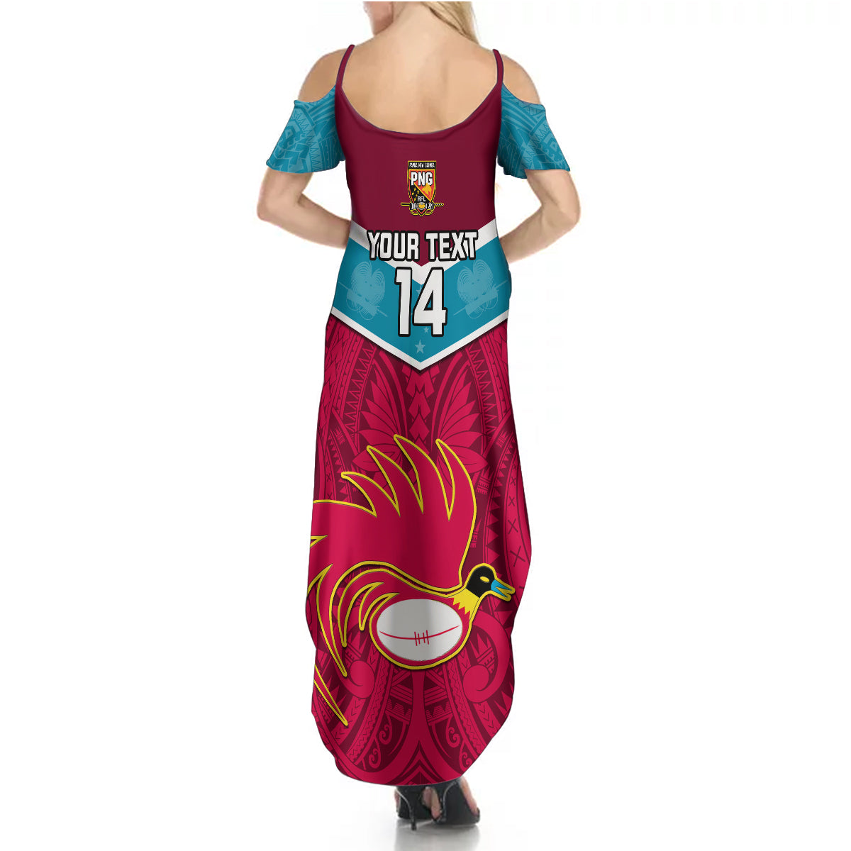 Custom Papua New Guinea Rugby Summer Maxi Dress Goroka Lahanis PNG Polynesian Pattern - Wonder Print Shop