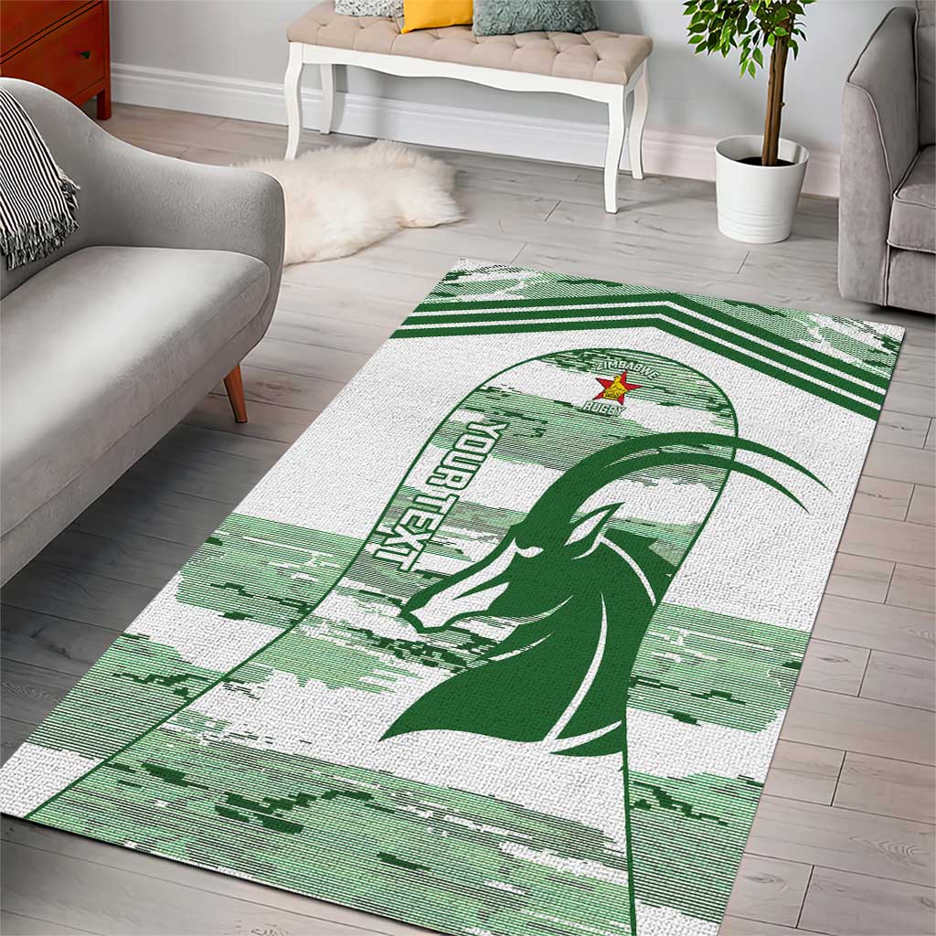 Zimbabwe Rugby Custom Area Rug Come On Sables White Version - Wonder Print Shop