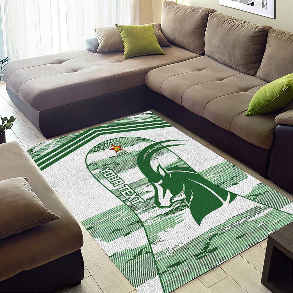 Zimbabwe Rugby Custom Area Rug Come On Sables White Version - Wonder Print Shop