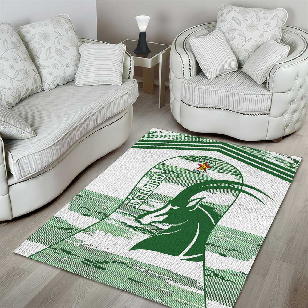 Zimbabwe Rugby Custom Area Rug Come On Sables White Version - Wonder Print Shop