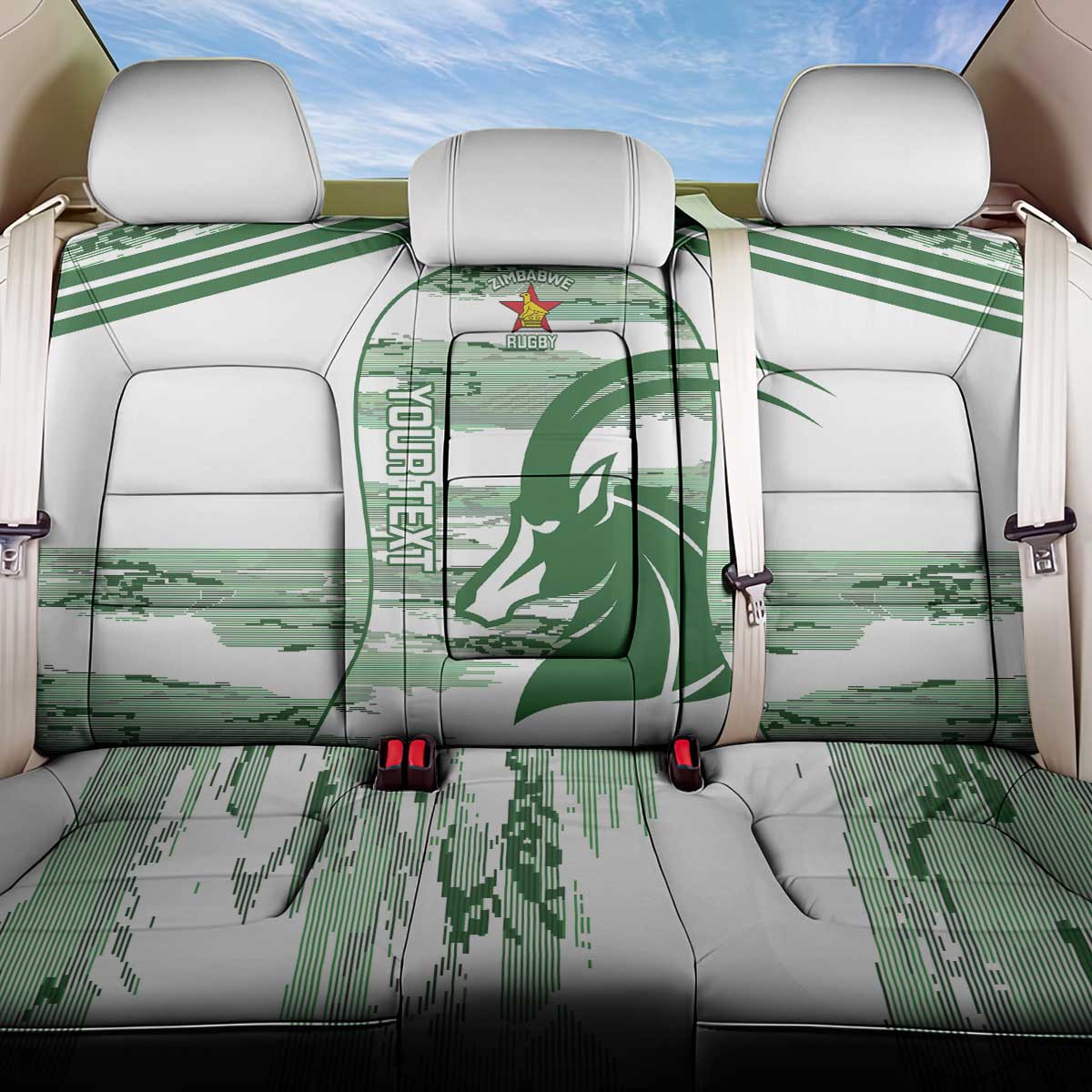 Zimbabwe Rugby Custom Back Car Seat Cover Come On Sables White Version - Wonder Print Shop