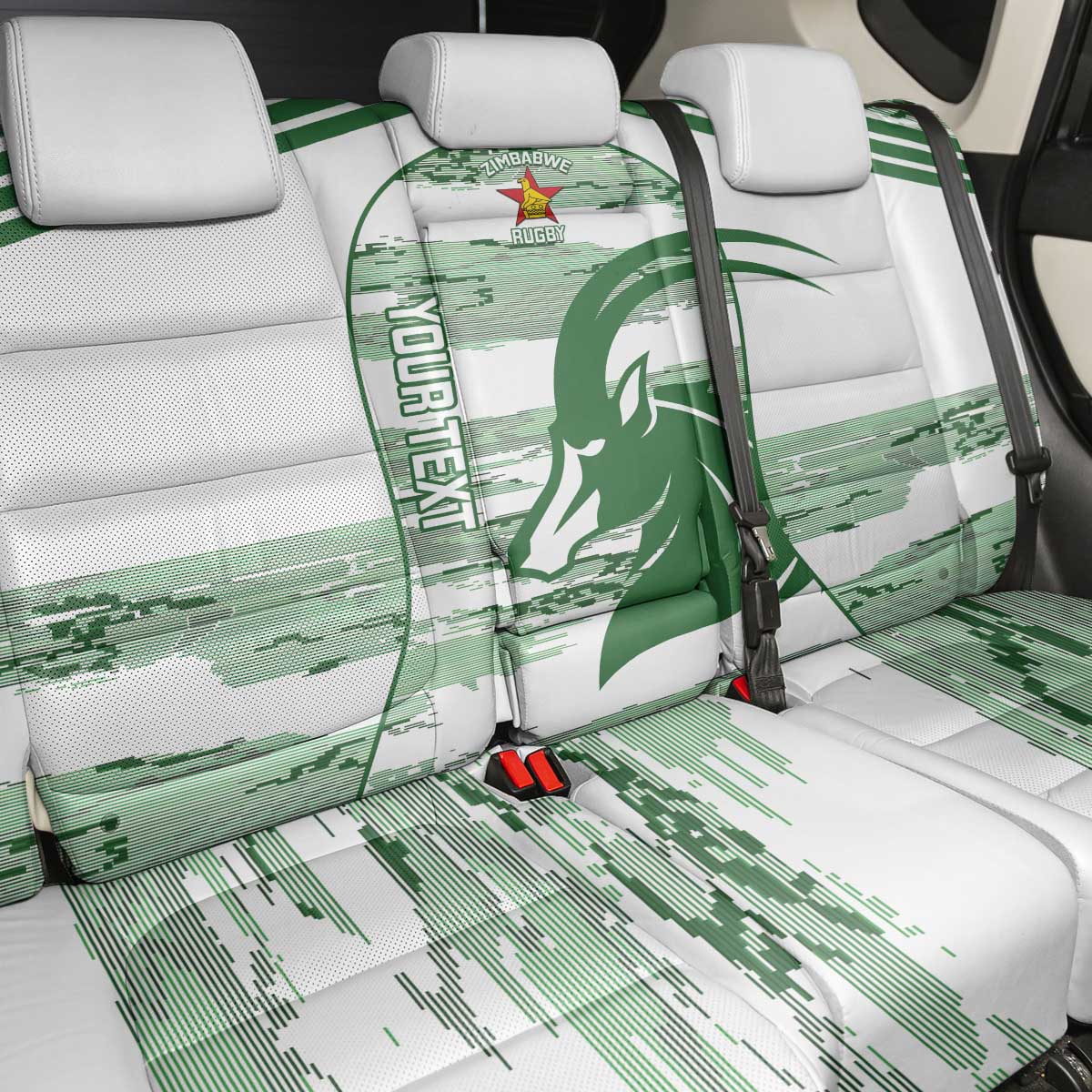 Zimbabwe Rugby Custom Back Car Seat Cover Come On Sables White Version - Wonder Print Shop