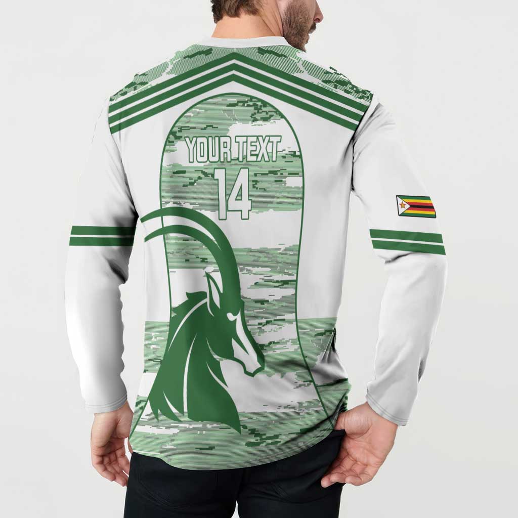 Zimbabwe Rugby Custom Button Sweatshirt Come On Sables White Version - Wonder Print Shop