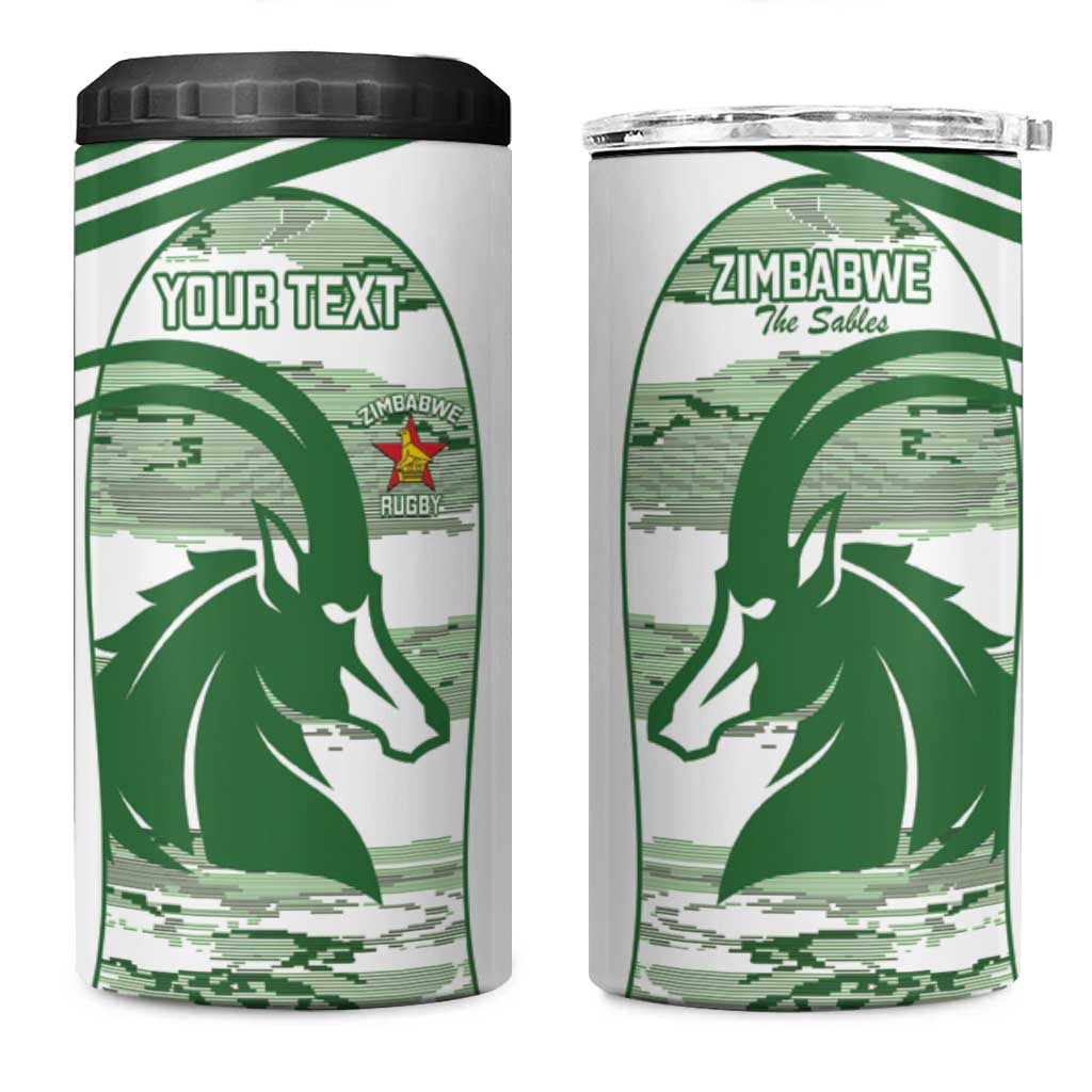 Zimbabwe Rugby Custom 4 in 1 Can Cooler Tumbler Come On Sables White Version - Wonder Print Shop