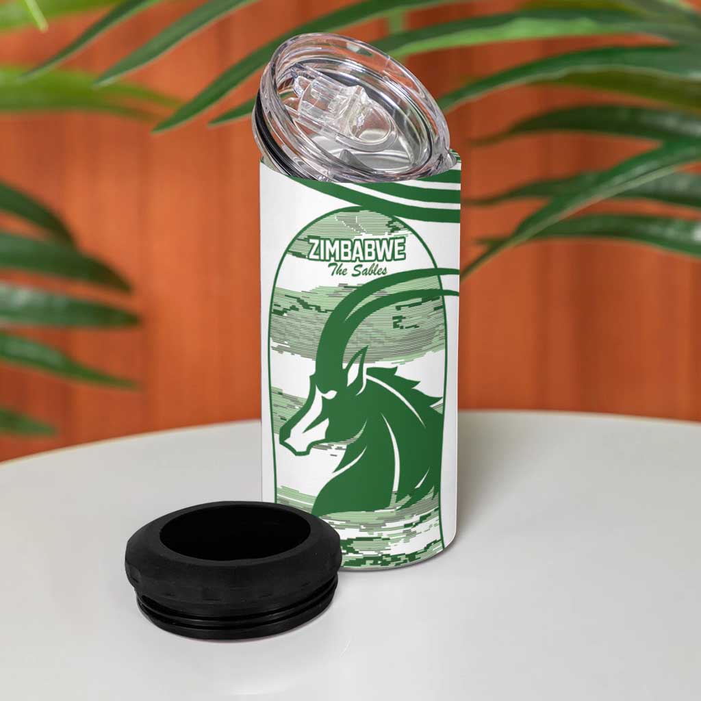 Zimbabwe Rugby Custom 4 in 1 Can Cooler Tumbler Come On Sables White Version - Wonder Print Shop