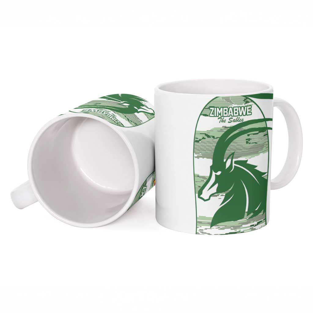Zimbabwe Rugby Custom Ceramic Mug Come On Sables White Version - Wonder Print Shop
