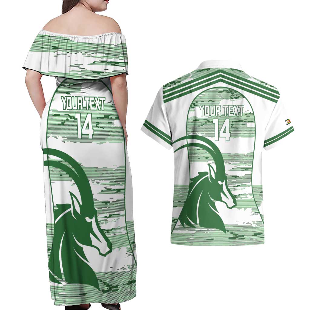 Zimbabwe Rugby Custom Couples Matching Off Shoulder Maxi Dress and Hawaiian Shirt Come On Sables White Version - Wonder Print Shop