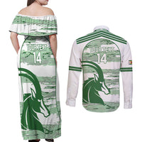 Zimbabwe Rugby Custom Couples Matching Off Shoulder Maxi Dress and Long Sleeve Button Shirt Come On Sables White Version - Wonder Print Shop