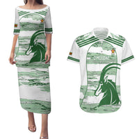 Zimbabwe Rugby Custom Couples Matching Puletasi and Hawaiian Shirt Come On Sables White Version - Wonder Print Shop