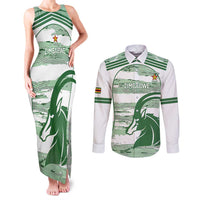 Zimbabwe Rugby Custom Couples Matching Tank Maxi Dress and Long Sleeve Button Shirt Come On Sables White Version - Wonder Print Shop