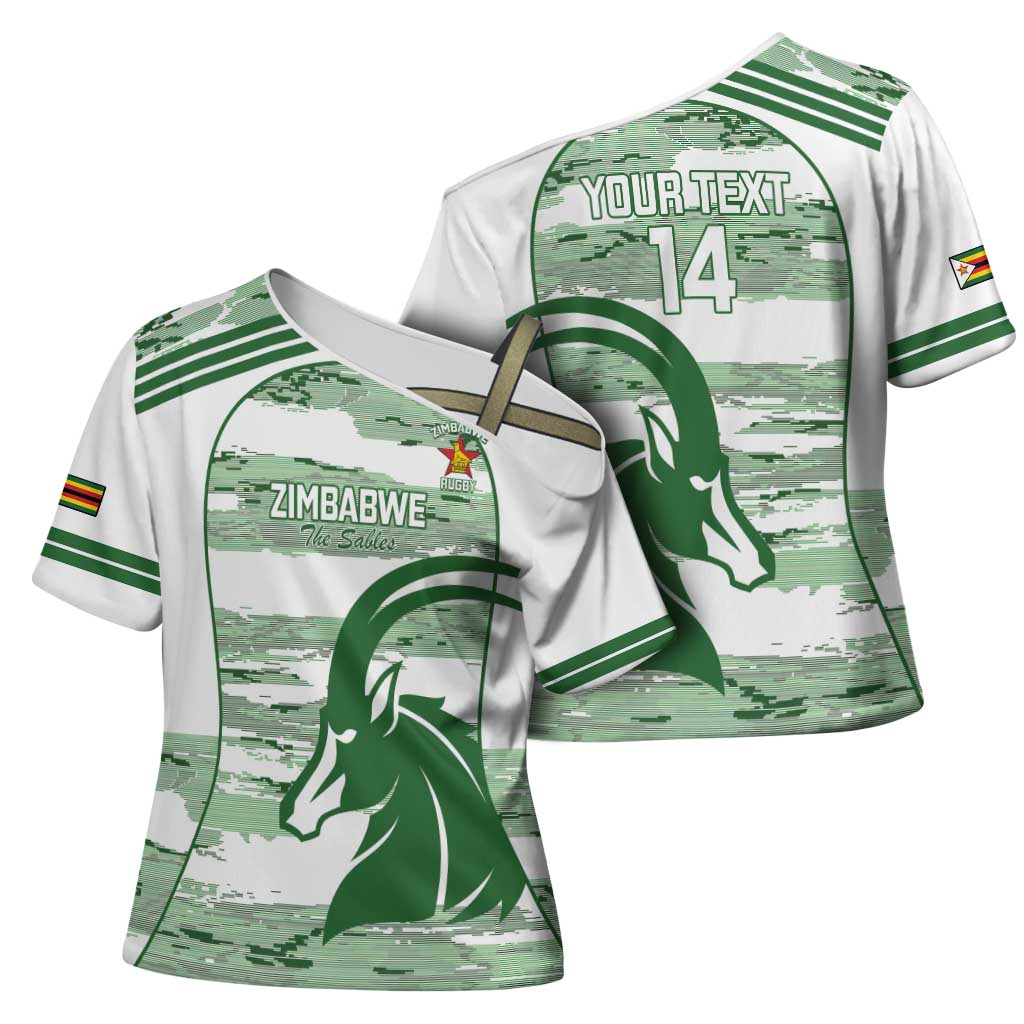 Zimbabwe Rugby Custom Cross Shoulder Shirt Come On Sables White Version - Wonder Print Shop