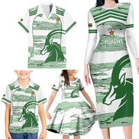 Zimbabwe Rugby Custom Family Matching Long Sleeve Bodycon Dress and Hawaiian Shirt Come On Sables White Version - Wonder Print Shop
