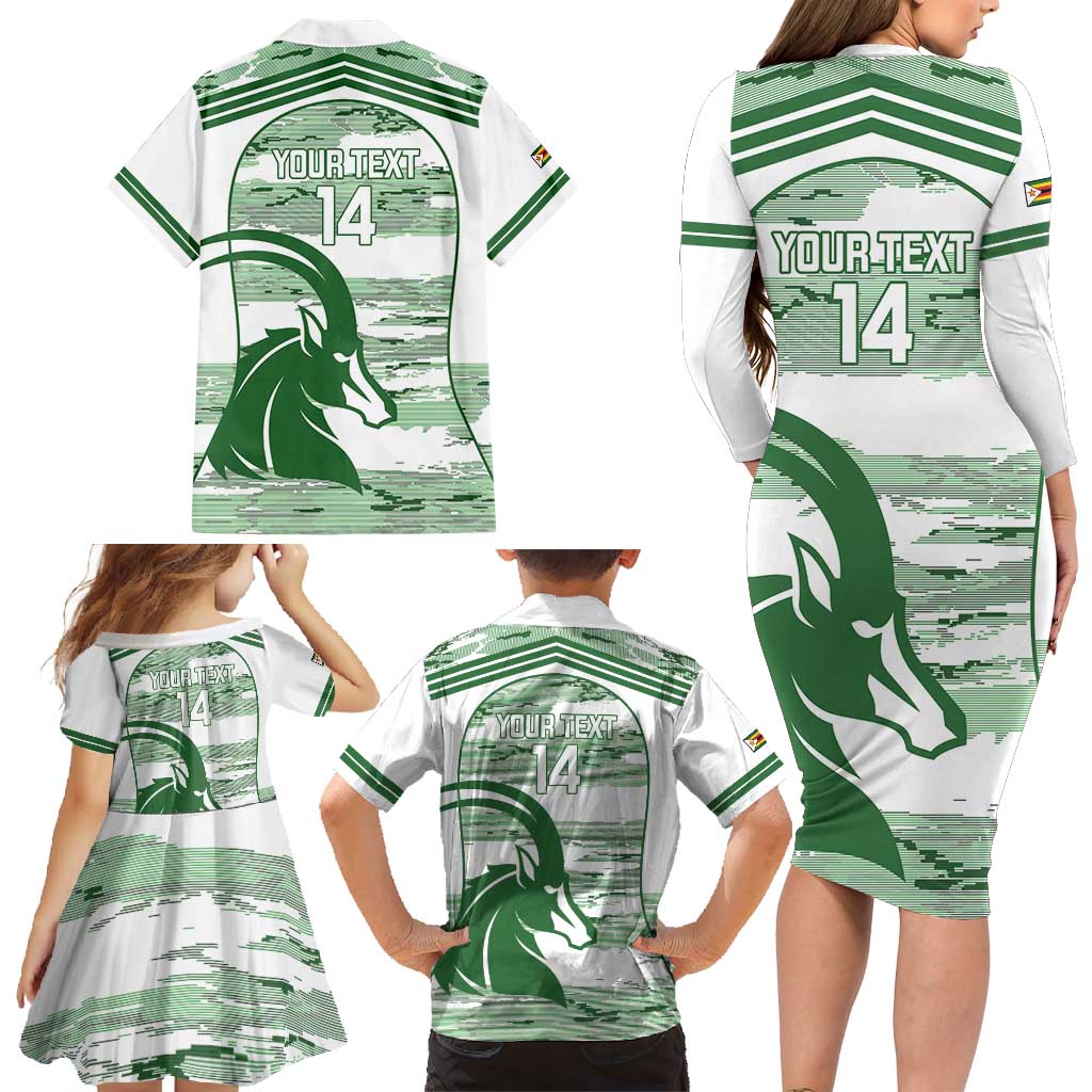 Zimbabwe Rugby Custom Family Matching Long Sleeve Bodycon Dress and Hawaiian Shirt Come On Sables White Version - Wonder Print Shop