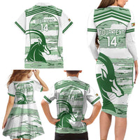 Zimbabwe Rugby Custom Family Matching Long Sleeve Bodycon Dress and Hawaiian Shirt Come On Sables White Version - Wonder Print Shop