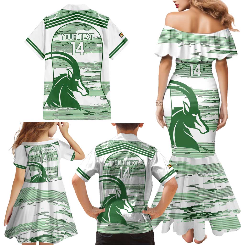 Zimbabwe Rugby Custom Family Matching Mermaid Dress and Hawaiian Shirt Come On Sables White Version - Wonder Print Shop