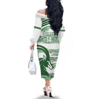 Zimbabwe Rugby Custom Family Matching Off The Shoulder Long Sleeve Dress and Hawaiian Shirt Come On Sables White Version - Wonder Print Shop