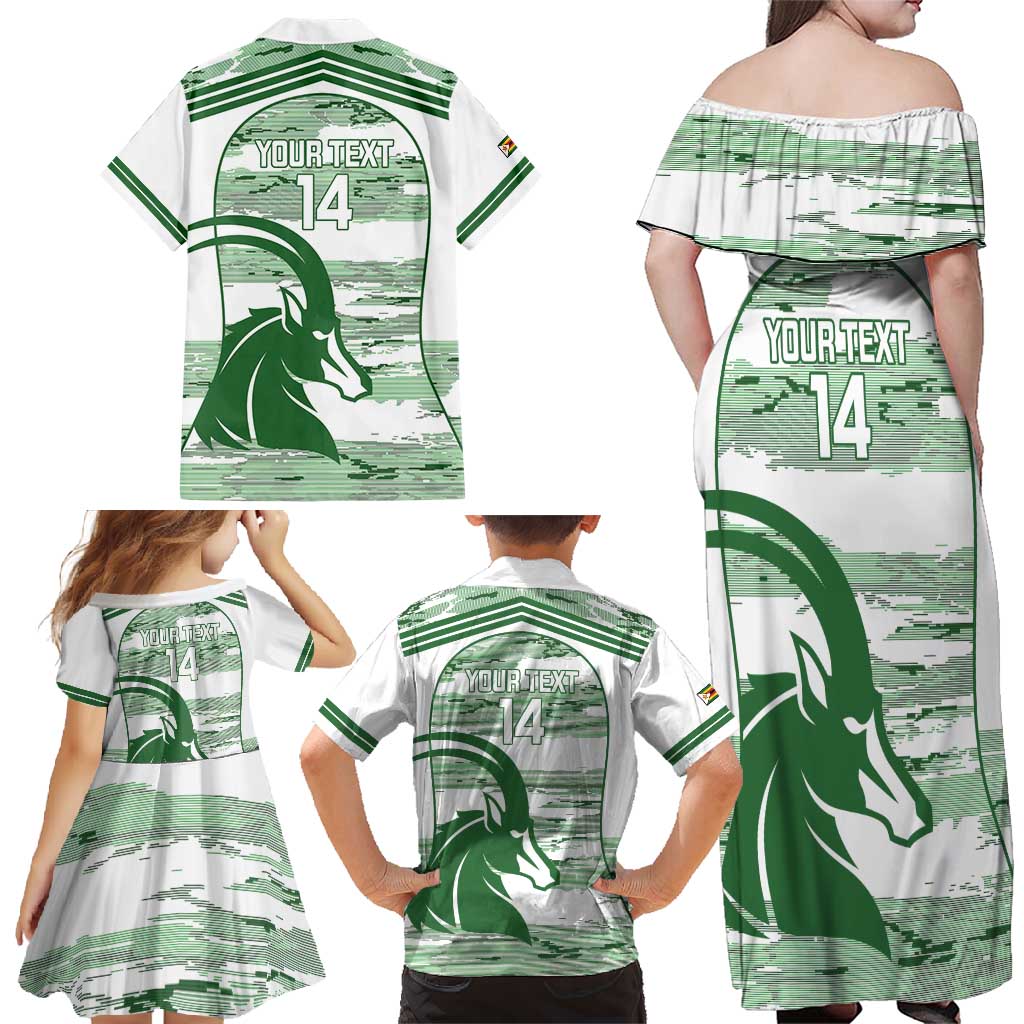 Zimbabwe Rugby Custom Family Matching Off Shoulder Maxi Dress and Hawaiian Shirt Come On Sables White Version - Wonder Print Shop