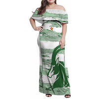 Zimbabwe Rugby Custom Family Matching Off Shoulder Maxi Dress and Hawaiian Shirt Come On Sables White Version - Wonder Print Shop