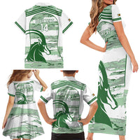 Zimbabwe Rugby Custom Family Matching Short Sleeve Bodycon Dress and Hawaiian Shirt Come On Sables White Version - Wonder Print Shop