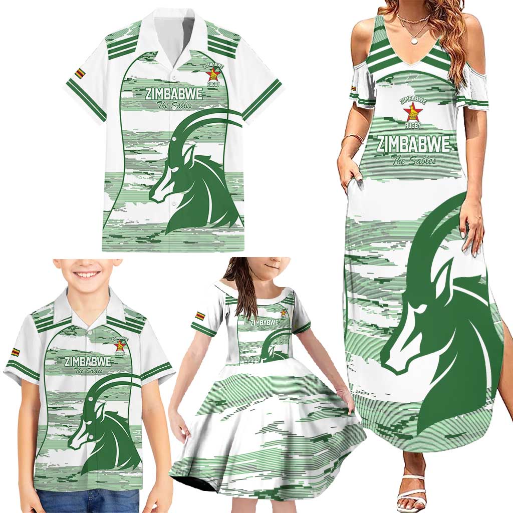 Zimbabwe Rugby Custom Family Matching Summer Maxi Dress and Hawaiian Shirt Come On Sables White Version - Wonder Print Shop