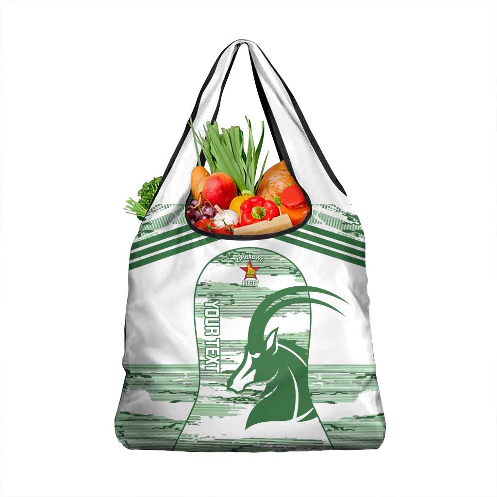Zimbabwe Rugby Custom Grocery Bag Come On Sables White Version - Wonder Print Shop