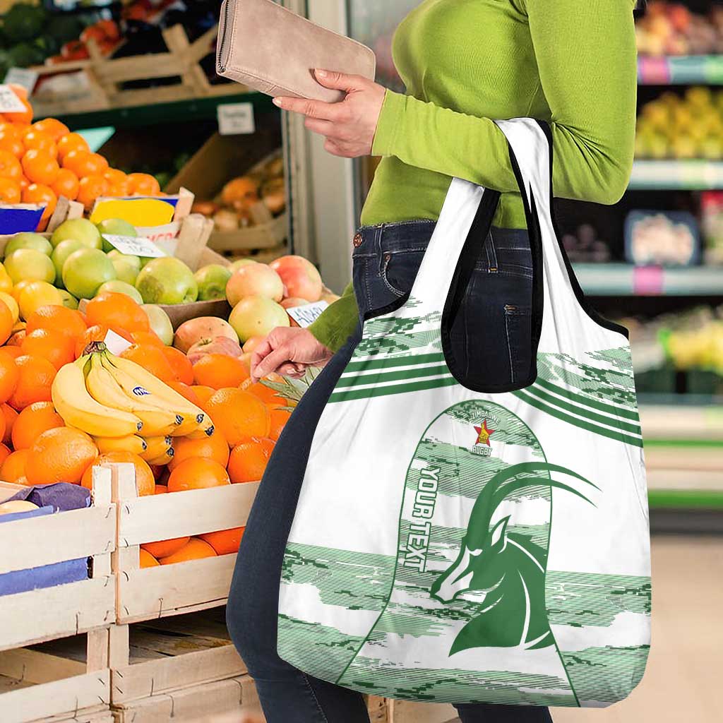 Zimbabwe Rugby Custom Grocery Bag Come On Sables White Version - Wonder Print Shop