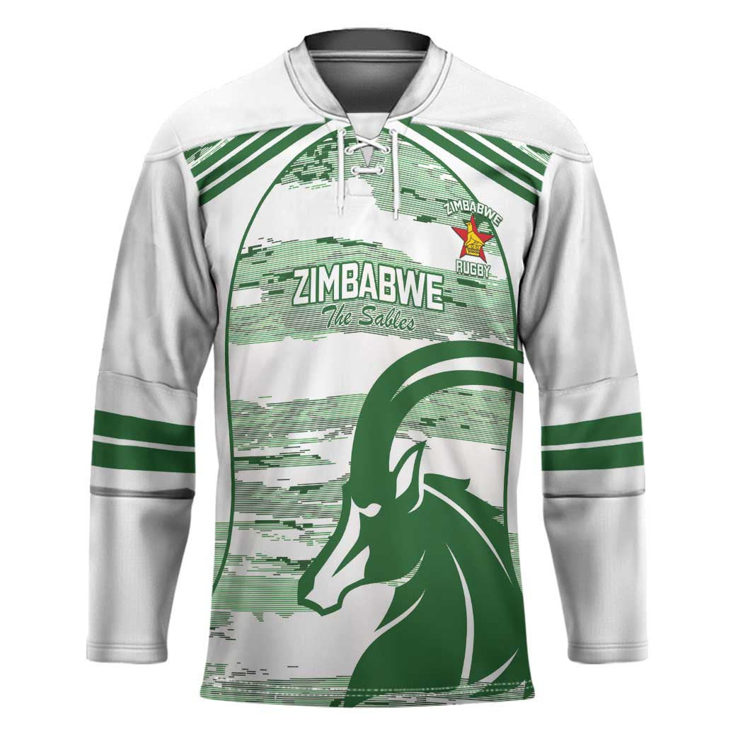 Zimbabwe Rugby Custom Hockey Jersey Come On Sables White Version - Wonder Print Shop