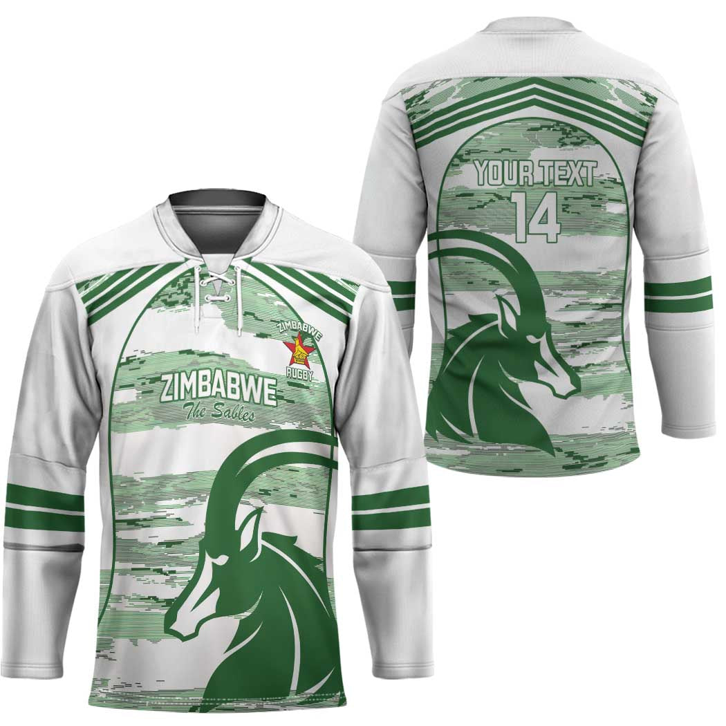 Zimbabwe Rugby Custom Hockey Jersey Come On Sables White Version - Wonder Print Shop