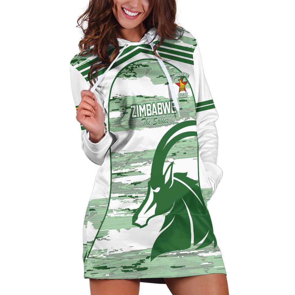 Zimbabwe Rugby Custom Hoodie Dress Come On Sables White Version - Wonder Print Shop