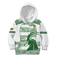 Zimbabwe Rugby Custom Kid Hoodie Come On Sables White Version - Wonder Print Shop