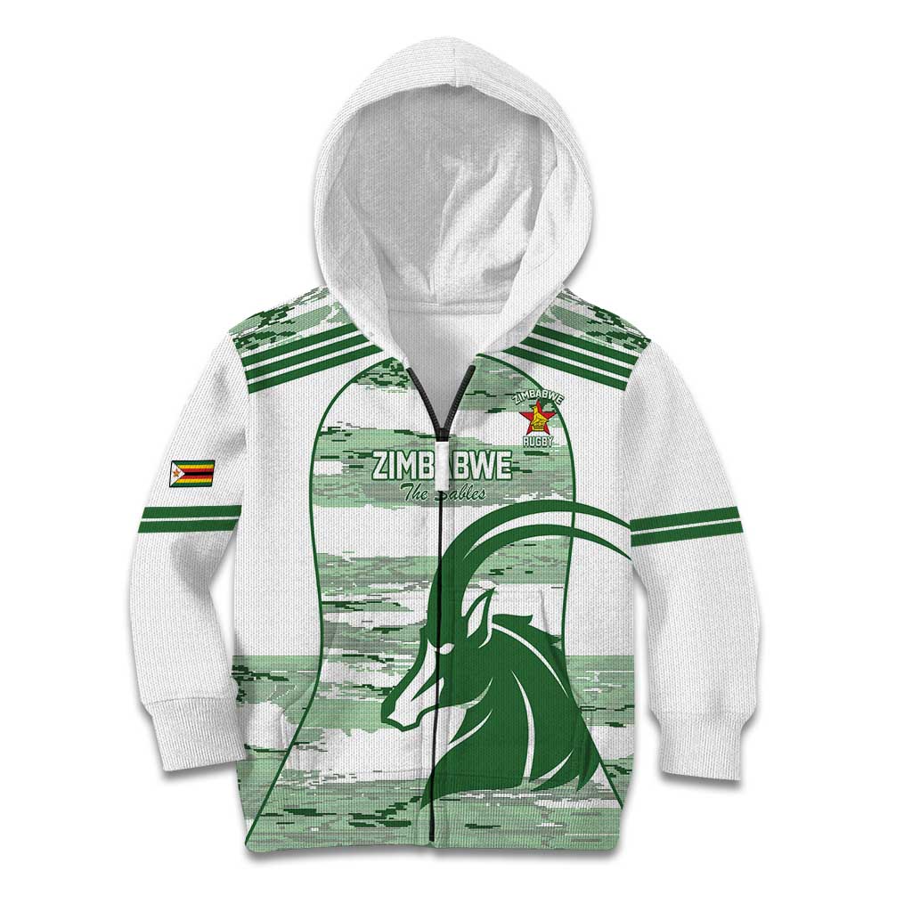 Zimbabwe Rugby Custom Kid Hoodie Come On Sables White Version - Wonder Print Shop