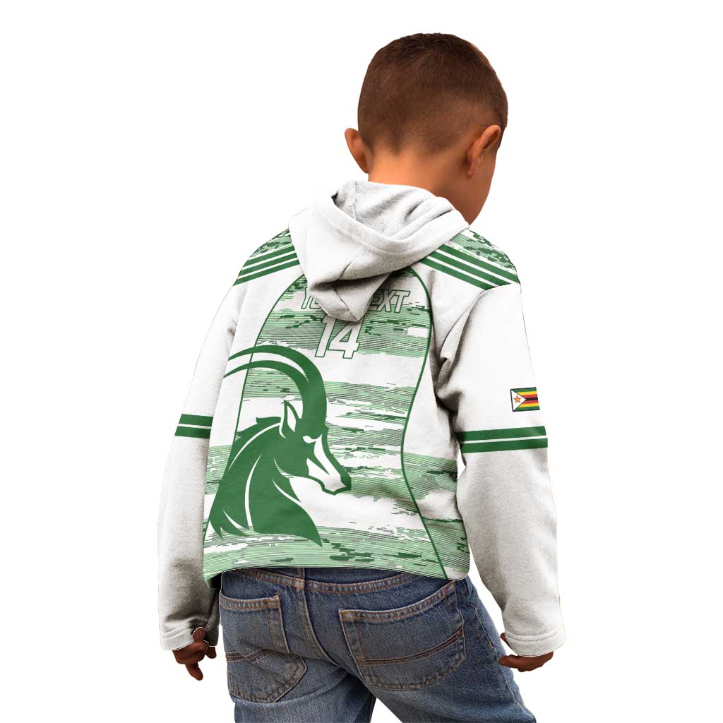 Zimbabwe Rugby Custom Kid Hoodie Come On Sables White Version - Wonder Print Shop