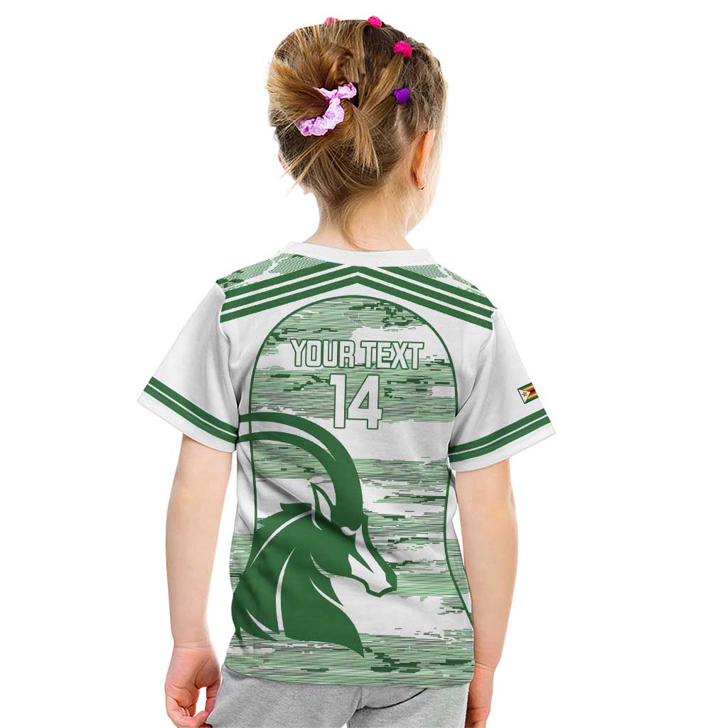 Zimbabwe Rugby Custom Kid T Shirt Come On Sables White Version - Wonder Print Shop