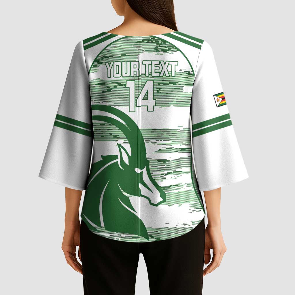 Zimbabwe Rugby Custom Kimono Sleeve Blouse Come On Sables White Version - Wonder Print Shop