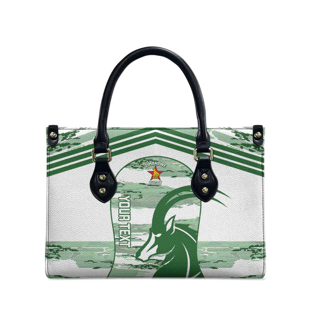 Zimbabwe Rugby Custom Leather Bag Come On Sables White Version - Wonder Print Shop