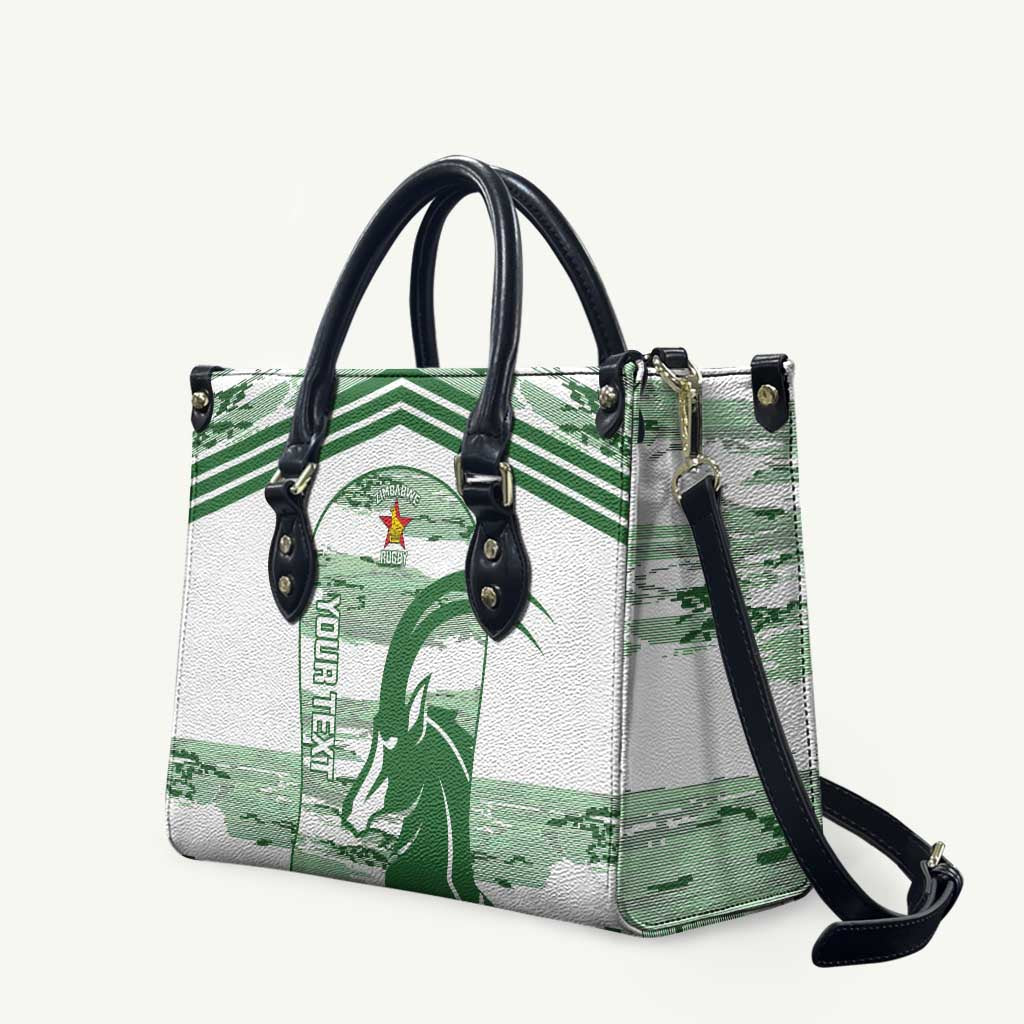 Zimbabwe Rugby Custom Leather Bag Come On Sables White Version - Wonder Print Shop