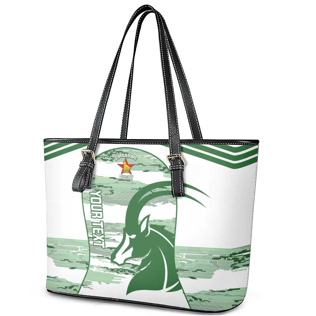 Zimbabwe Rugby Custom Leather Tote Bag Come On Sables White Version - Wonder Print Shop