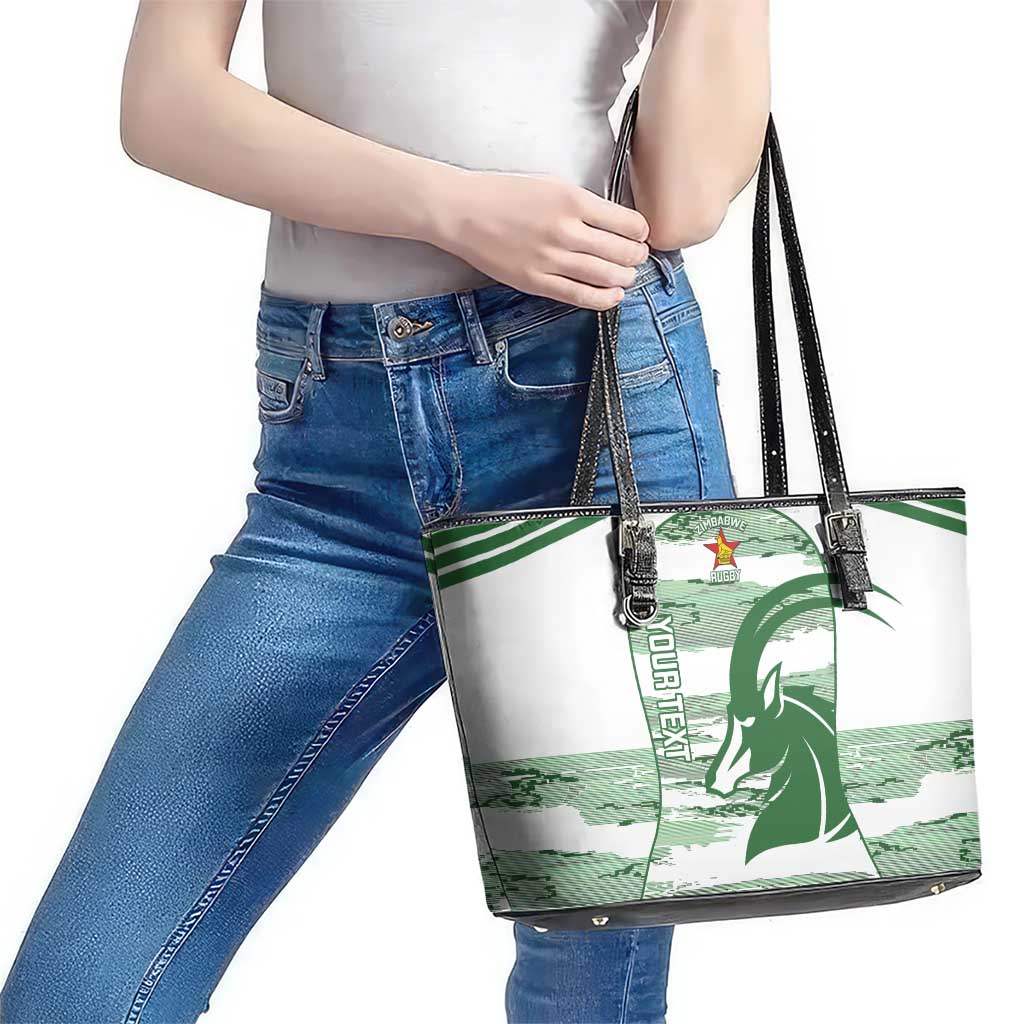 Zimbabwe Rugby Custom Leather Tote Bag Come On Sables White Version - Wonder Print Shop