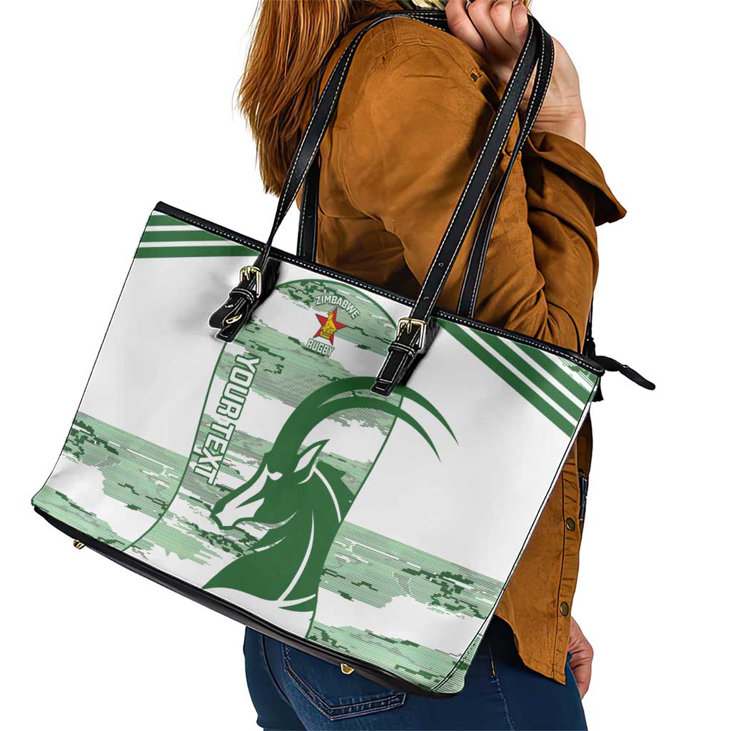 Zimbabwe Rugby Custom Leather Tote Bag Come On Sables White Version - Wonder Print Shop