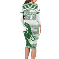 Zimbabwe Rugby Custom Long Sleeve Bodycon Dress Come On Sables White Version - Wonder Print Shop