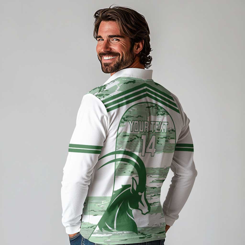 Zimbabwe Rugby Custom Long Sleeve Polo Shirt Come On Sables White Version - Wonder Print Shop